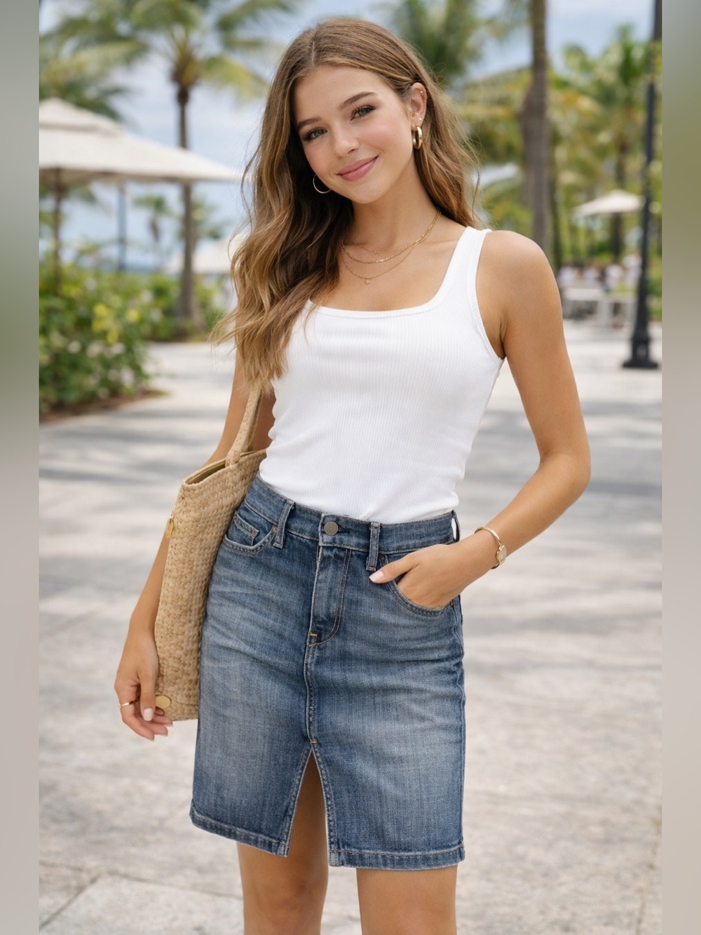 Citizens of Humanity Denim Skirt • Size 27 • Front Slit / Mid-Length Jean Skirt